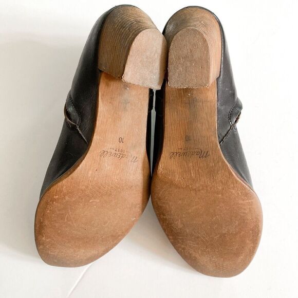 Madewell The Billie Ankle Boots Women 10 Zip Black Leather Stacked Block Heel - Picture 11 of 12